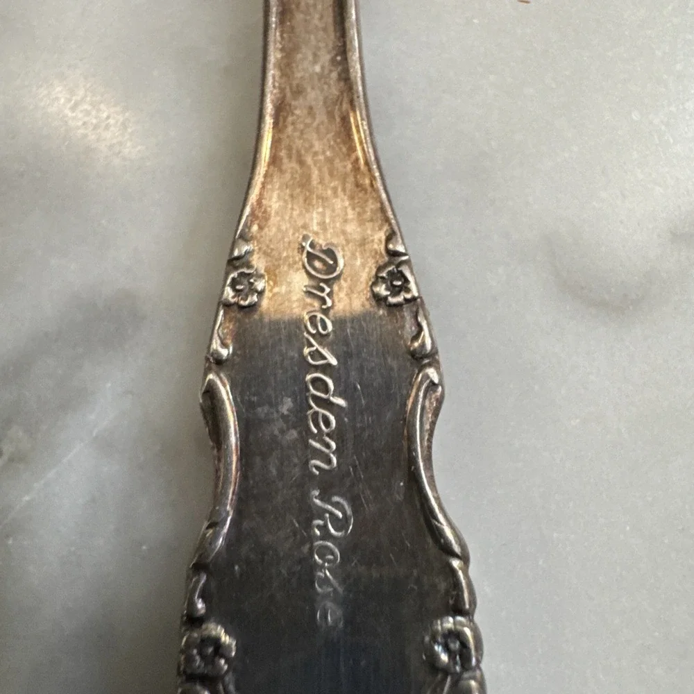 Reed & Barton DRESDEN ROSE 3 Silverplate Serving Pieces Gravy Sugar Butter Knife